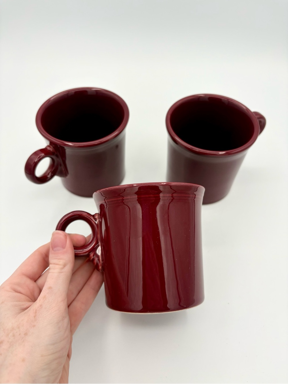 HLC Fiestaware Claret O Ring Handle Coffee Mug Cup 10oz Fiesta Lot Of 3 Mugs